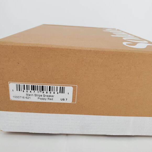 Soludos Marin Stripe Sneaker Woven Lace Up Poppy Red Ortholite Womens Size 7 New - Picture 8 of 8